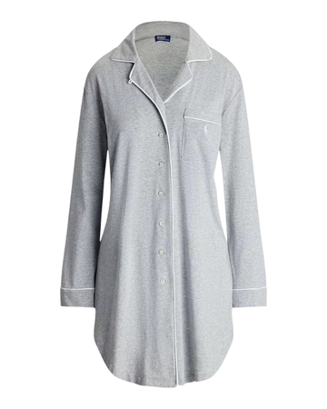 Polo by Ralph Lauren 4P0230-R3202 Heather Grey Cotton Blend Nightshirt Myselflingerie.com